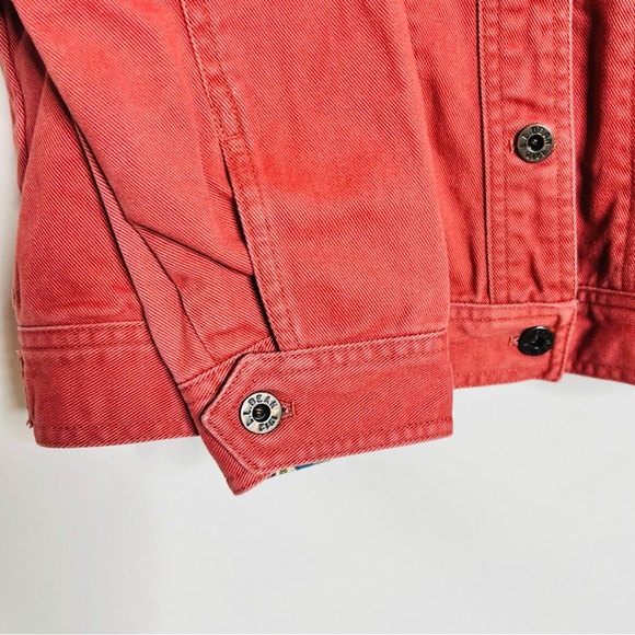 LL Bean Denim Pink /Salmon Floral Lined Jean Jacket - Picture 9 of 15